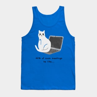 Sitting on laptop (black caption) Tank Top